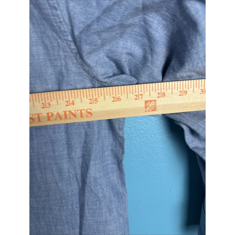 Banana Republic Shirt XL Blue Chambray Non Iron Relaxed Long Sleeve Patchwork
